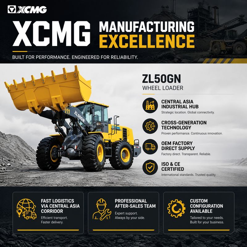 لودر چرخ جلو XCMG ZL50GN با ظرفیت 5 تن و باکت 3.2 متر مکعبی، لودر سنگین ساختمانی