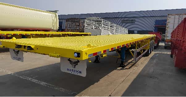 تریلر نیمه تخت با تیر مستقیم سفارشی کارخانه 12.5 متری 3 محوره، تریلر حمل بار کانتینر سنگین برای فروش